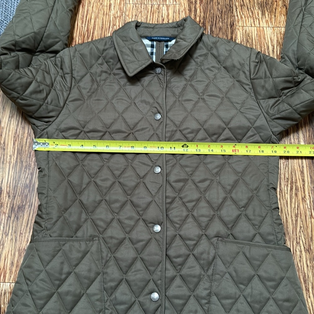 Burberry Olive Green/Brown? Quilted Jacket with House Check Lining - Picture 13 of 16